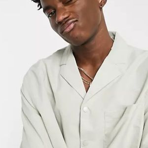 COLLUSION Short Sleeve Boxy Shirt & Short Set in Nylon Beige